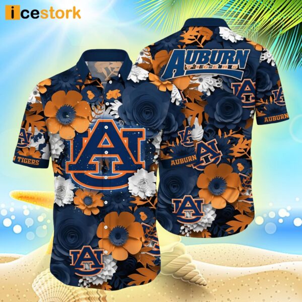 Auburn Tigers NCAA1 Flower Hawaiian Shirt