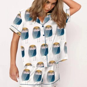 Blue Night Owl Art Print Pajama Set