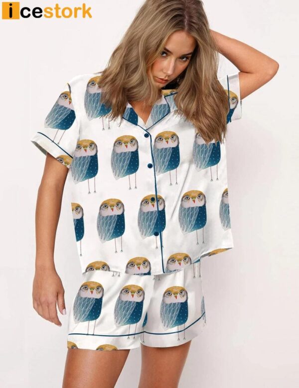 Blue Night Owl Art Print Pajama Set