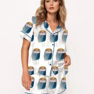 Blue Night Owl Art Print Pajama Set