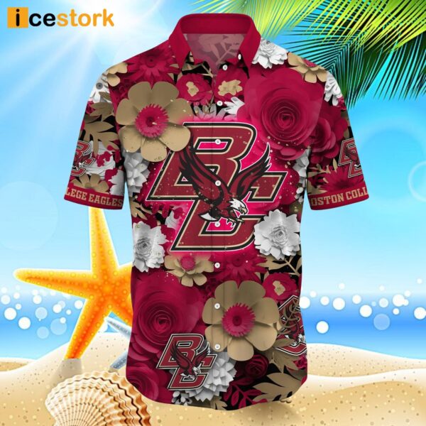 Boston College Eagles NCAA3 Flower Hawaiian Shirt
