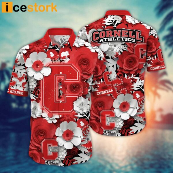 Cornell Big Red NCAA3 Flower Hawaiian Shirt