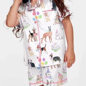 Cute Dog Girls Pajama Set