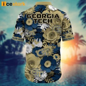 Georgia Tech Yellow Jackets NCAA3 Flower Hawaiian Shirt