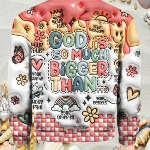 God Is So Much Bigger Than Art Print Pattern Casual Sweatshirt