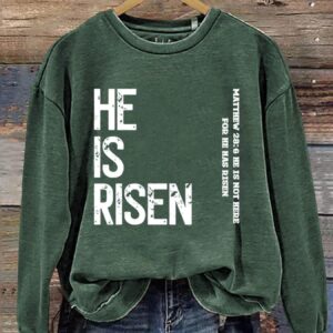 He Is Risen Easter Print Casual Sweatshirt