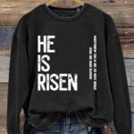 He Is Risen Easter Print Casual Sweatshirt