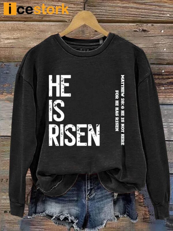 He Is Risen Easter Print Casual Sweatshirt