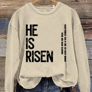 He Is Risen Easter Print Casual Sweatshirt