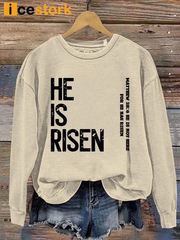 He Is Risen Easter Print Casual Sweatshirt