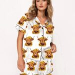 Highland Cow With Sunflowers Pajama Set