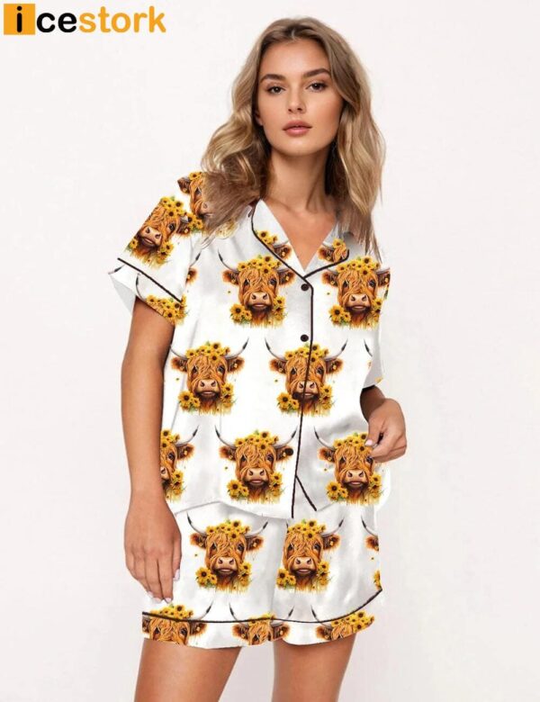 Highland Cow With Sunflowers Pajama Set