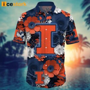 Illinois Fighting Illini NCAA3 Flower Hawaiian Shirt