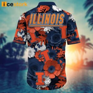 Illinois Fighting Illini NCAA3 Flower Hawaiian Shirt