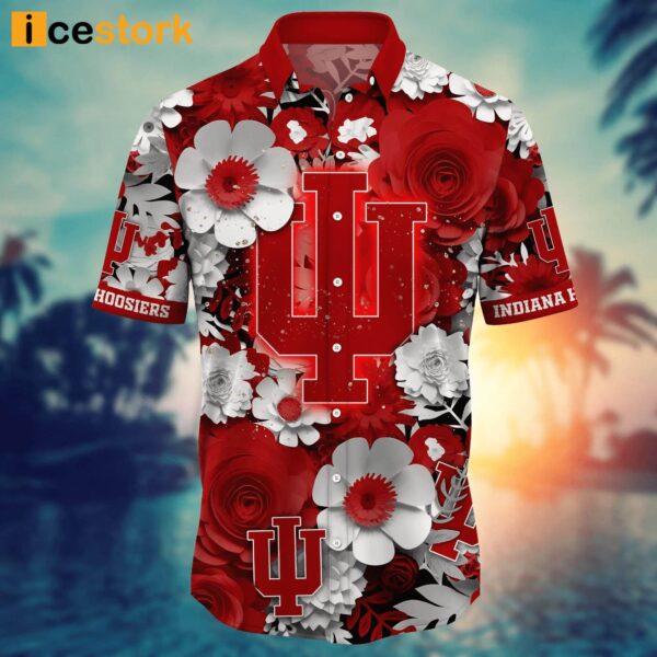Indiana Hoosiers NCAA3 Flower Hawaiian Shirt