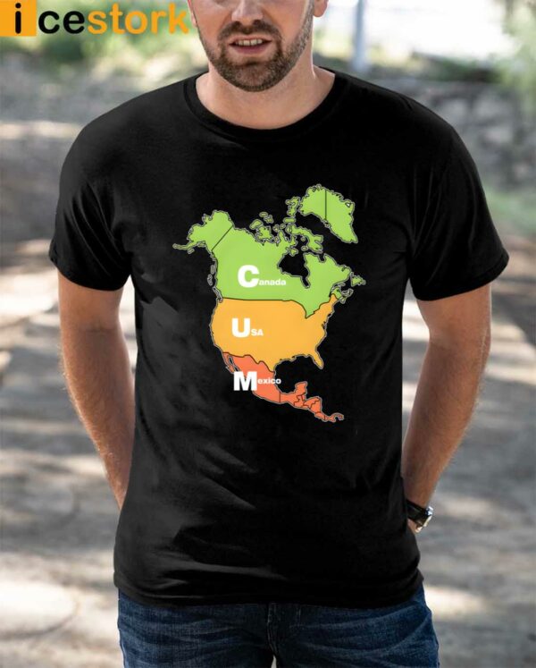 Map Canada USA And Mexico Shirt