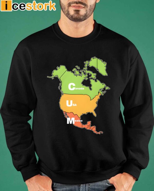 Map Canada USA And Mexico Shirt