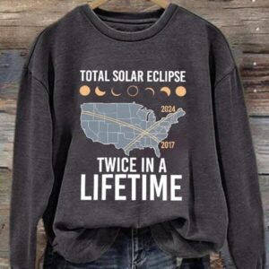 Retro Twice In A Lifetime Solar Eclipse Of April 8 2024 Print Sweatshirt