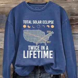 Retro Twice In A Lifetime Solar Eclipse Of April 8 2024 Print Sweatshirt