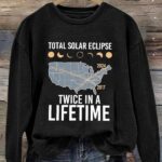 Retro Twice In A Lifetime Solar Eclipse Of April 8 2024 Print Sweatshirt