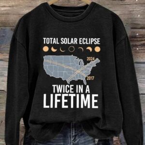 Retro Twice In A Lifetime Solar Eclipse Of April 8 2024 Print Sweatshirt