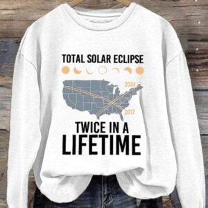 Retro Twice In A Lifetime Solar Eclipse Of April 8 2024 Print Sweatshirt