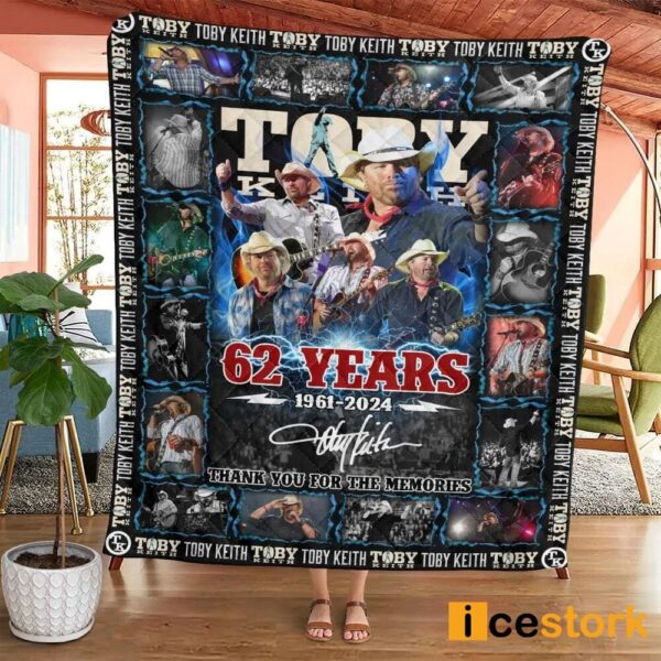 Toby Keith 62 Years 1961-2024 Thank You For The Memories Quilt Blanket