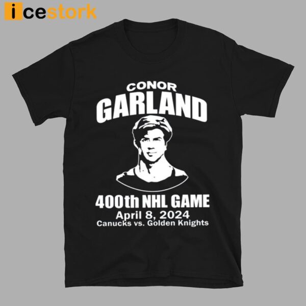 Conor Garland 400th Game April 8 2024 Golden Knights Shirt