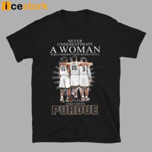 Never Underestimate A Woman Who Understands Basketball And Loves Purdue Shirt