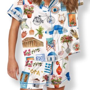 Santorini Greece Travel Pajama Set