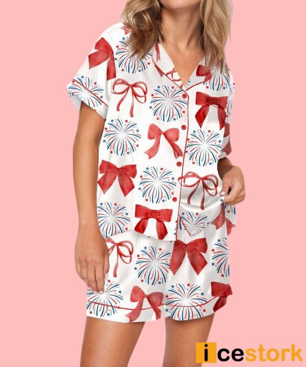 4th Of July American Fireworks Girl Cowgirl Pajama Set
