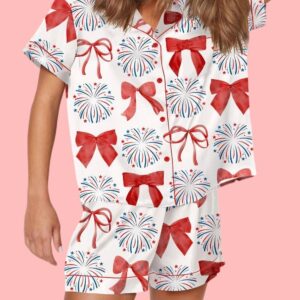 4th Of July American Fireworks Girl Cowgirl Pajama Set