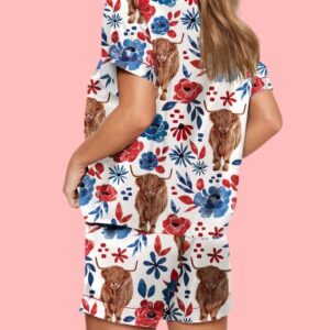 American Flag Highland Cow Pajama Set