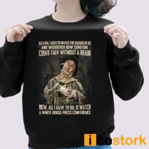 As A Kid Used To Watch The Wizard Of Oz And Wondered How Someone Could Talk Without A Brain Shirt 1