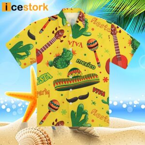 Cinco De Mayo Mexico Cactus Beach Yellow Hawaiian Shirt