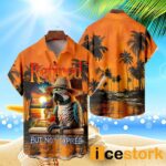 Coconut Tree Parrot On Sunset Beach Chest Pocket Shirt