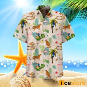 Flamingos Tigers Short Sleeve Shirt