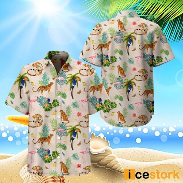 Flamingos Tigers Short Sleeve Shirt