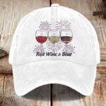 Red Wine And Blue Print Casual Baseball Cap