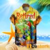 Retired But Not Expired Parrot Head Tiki Party Chest Pocket Shirt