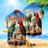 Retired But Not Expired Parrot Head Tiki Party Hawaiian Shirt