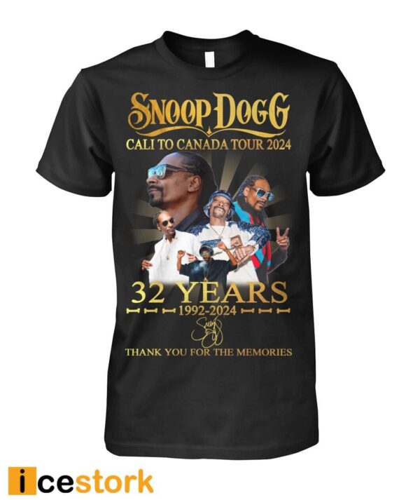 Snoop Dogg Cali To Canada Tour 2024 Thank You For The Memories Shirt