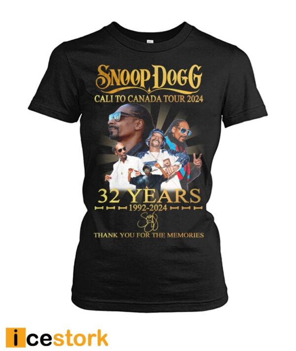 Snoop Dogg Cali To Canada Tour 2024 Thank You For The Memories Shirt
