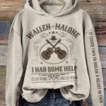 Wallen And Malone I Had Some Help Vintage Western Graphic Hoodie