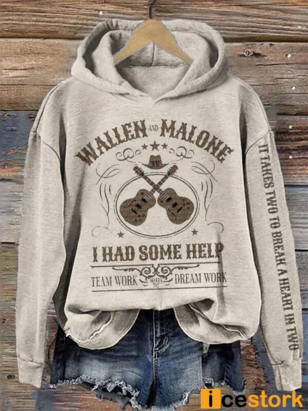 Wallen And Malone I Had Some Help Vintage Western Graphic Hoodie