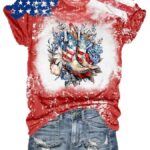 Women’s Independence Day American Flag Cowgirl Boots Casual Shirt