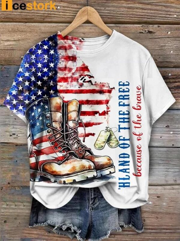 Women’s Independence Day Land Of The Free Because Of The Brave Flag Shirt