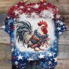 Women’s Independence Day Rooster Print Casual T-Shirt