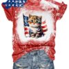 Women’s Independence Day Watercolor Cute Cats Casual Shirt