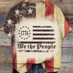 Women’s Independence Day We The People 1776 America Flag T-Shirt